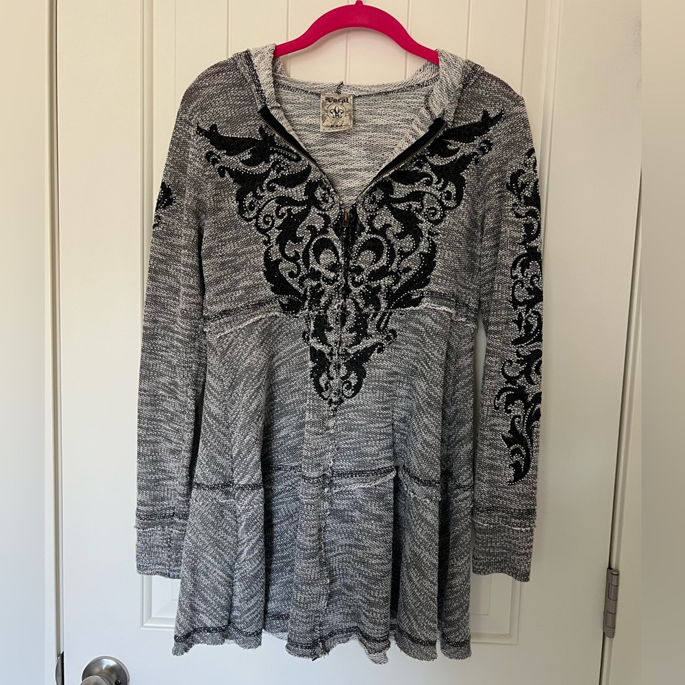 Vocal Hooded Rhinestone Embellished Zippered Small Jacket